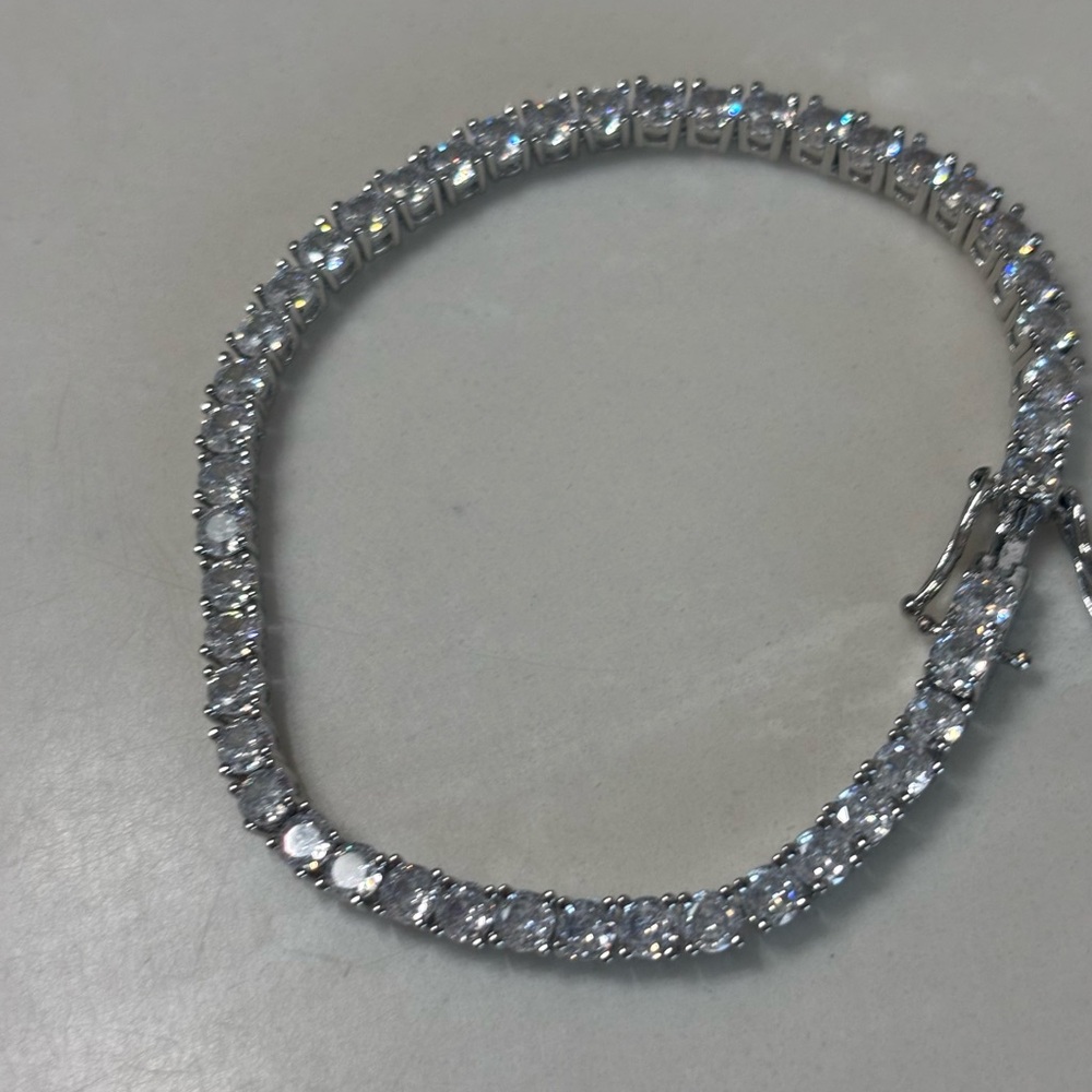 Silver Tone Crystal Tennis Bracelet - Women Jewelry - Picture 4 of 7